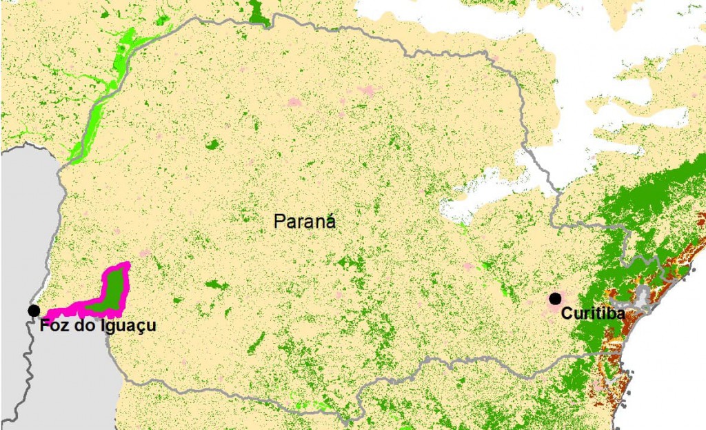 Figura 1: Mapa do Paraná com destaque no Parque Nacional do Iguaçu. Fonte: Rede Social Rede Pró UC. 